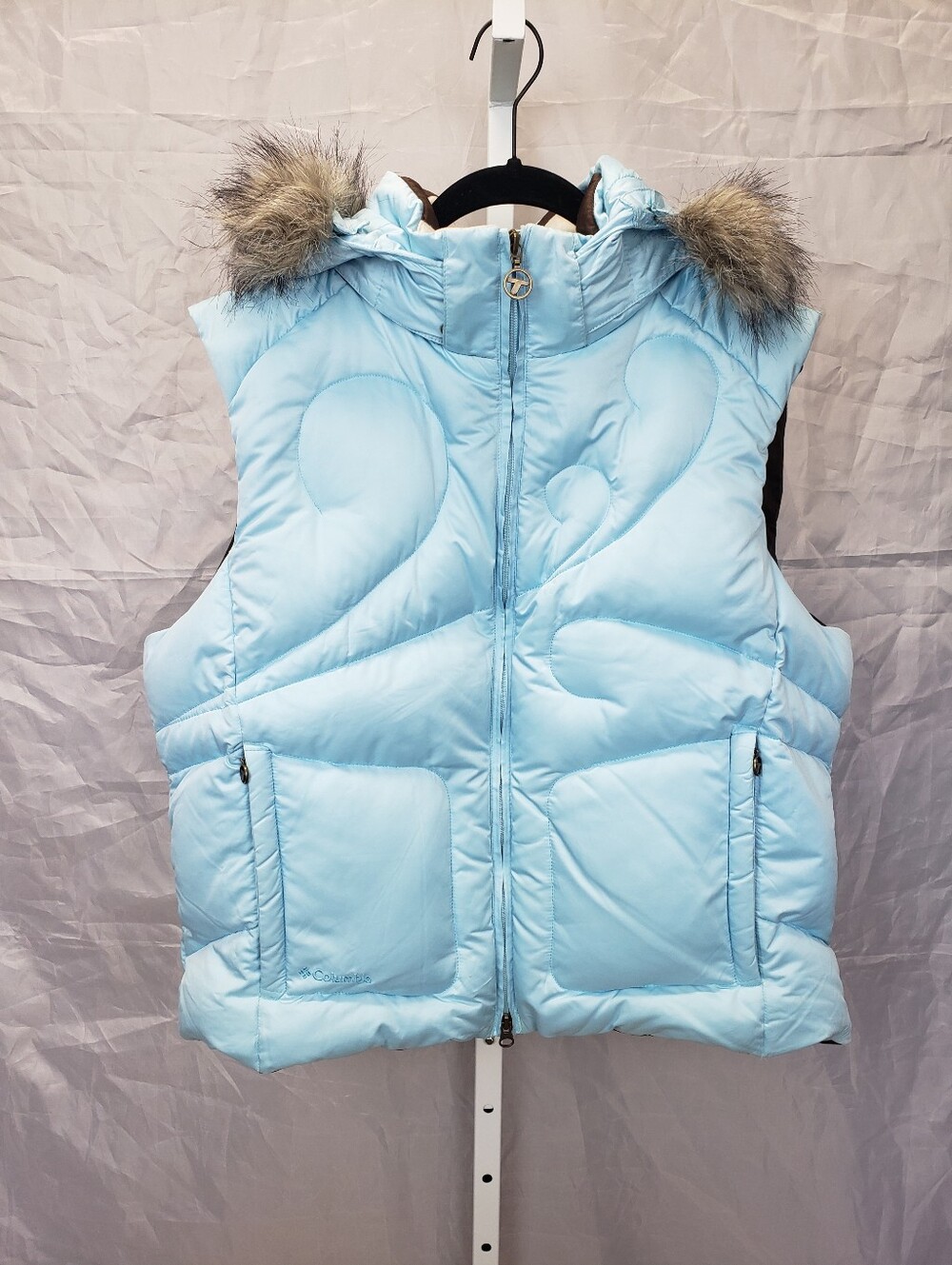 Titanium Too Cute Down Puffer Vest Light Blue Hood SL1013 Y2K Size XL